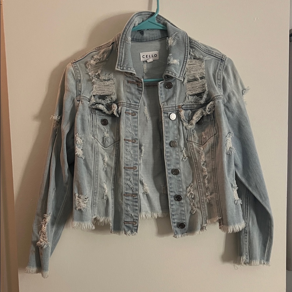 Cello Light Blue Ripped Denim Jacket